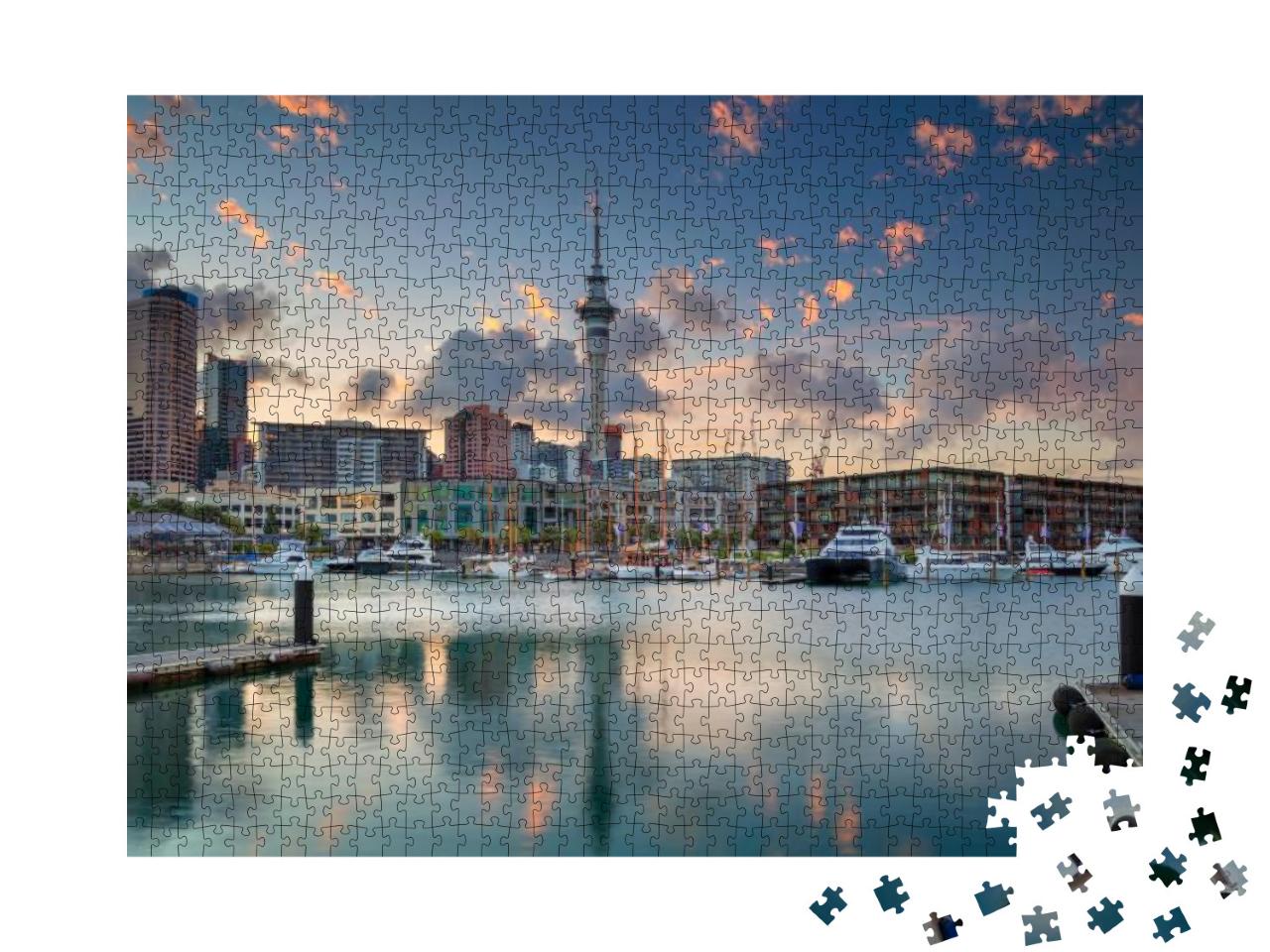 Puzzle 1000 Teile „Auckland Skyline im Sonnenaufgang, Neuseeland“
