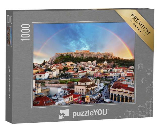 Puzzle 1000 Teile „Regenbogen über der Akropolis, Athen“