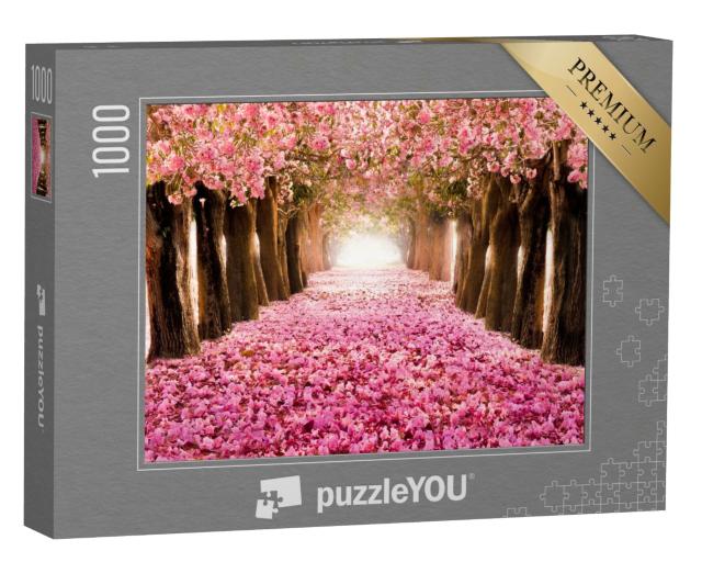 Puzzle 1000 Teile „Romantischer Tunnel aus blühenden Kirschbäumen“