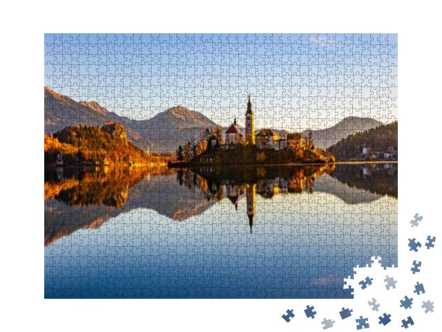 Puzzle 1000 Teile „Ein slowenischer See im Herbst“