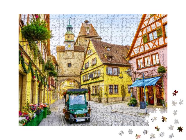 Puzzle 1000 Teile „Weihnachtliche Stimmung: Rothenburg ob der Tauber, Bayern, Deutschland“