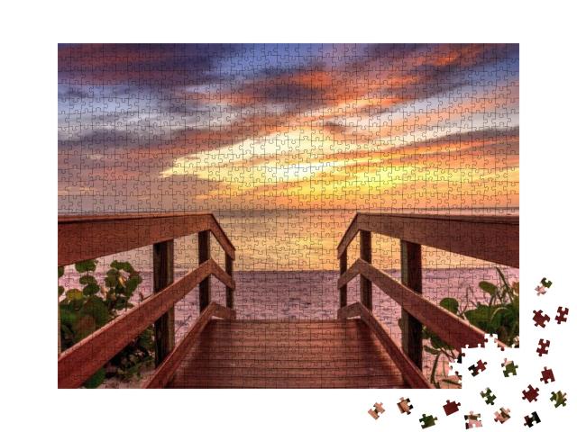 Puzzle 1000 Teile „Sonnenuntergang an der Küste von Naples, Florida“