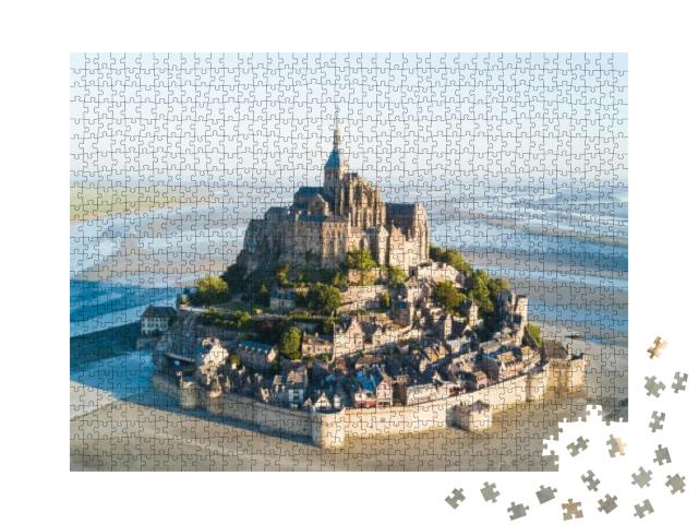 Puzzle 1000 Teile „Die Gezeiteninsel Le Mont Saint-Michel, Normandie, Frankreich“