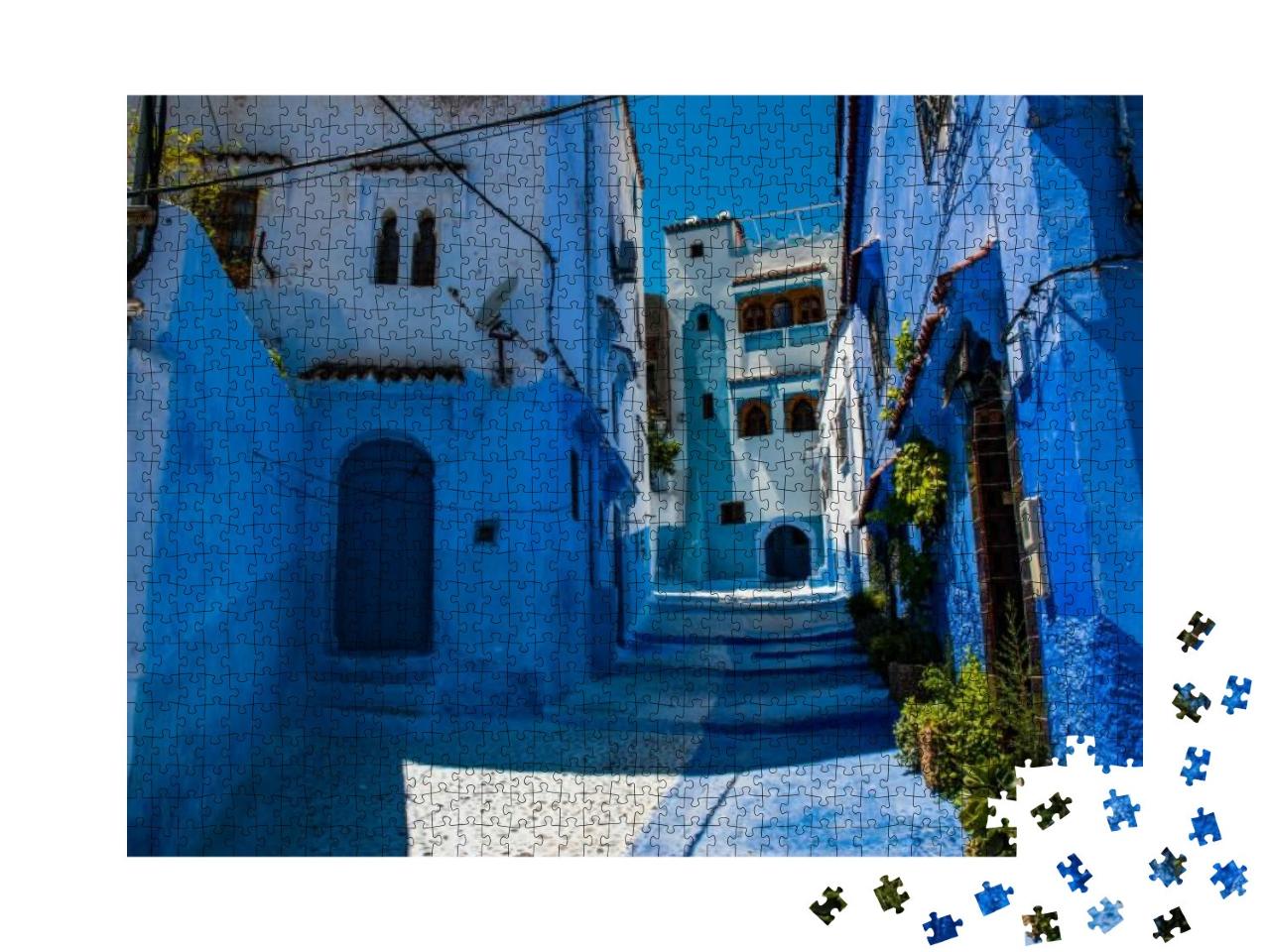 Puzzle 1000 Teile „Straßen der blauen Stadt, Chefchaouen in Marokko“