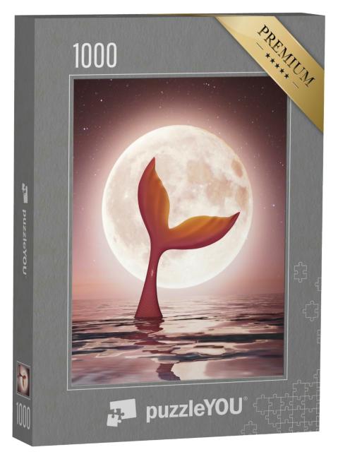 Puzzle 1000 Teile „Eine Meerjungfrau genießt das Mondlicht“
