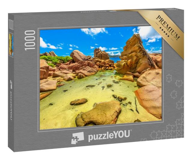 Puzzle 1000 Teile „Natürlicher Wasserpool in der unberührten Landschaft, Seychellen“