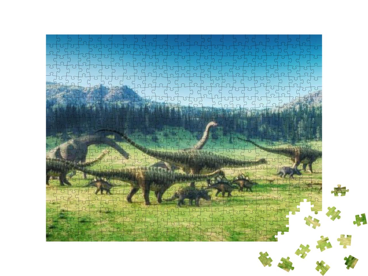 Puzzle 500 Teile „Dinosaurier auf dem Tal “