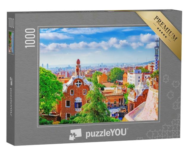 Puzzle 1000 Teile „Fantastische Aussicht auf Barcelona Stadt vom Park Güell“