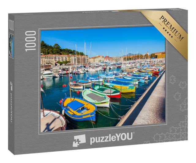 Puzzle 1000 Teile „Hafen von Nizza mit Booten und Yachten, Cote d'Azur in Frankreich“