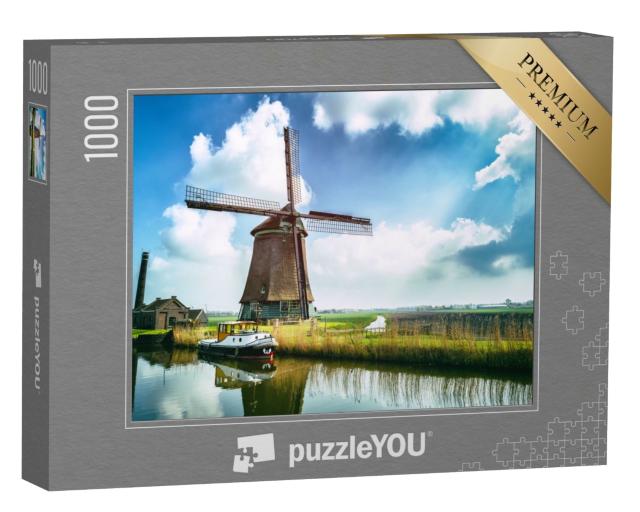Puzzle 1000 Teile „Traditionelle holländische Windmühle, Niederlande“
