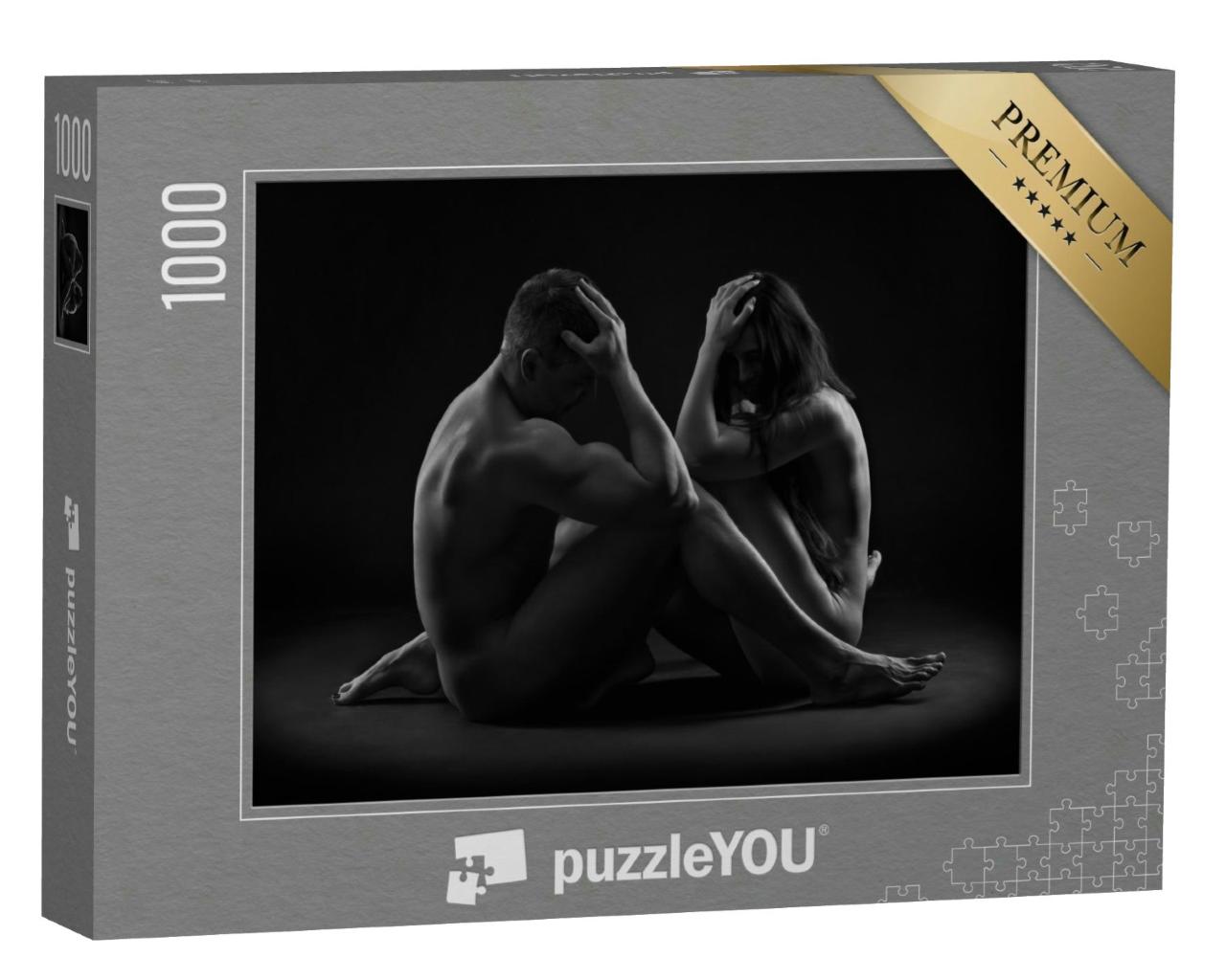 Puzzle 1000 Teile „Aktfotografie: Paar, schwarz-weiß“