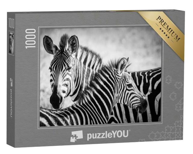 Puzzle 1000 Teile „Zebramutter und Junges im Serengeti-Nationalpark“