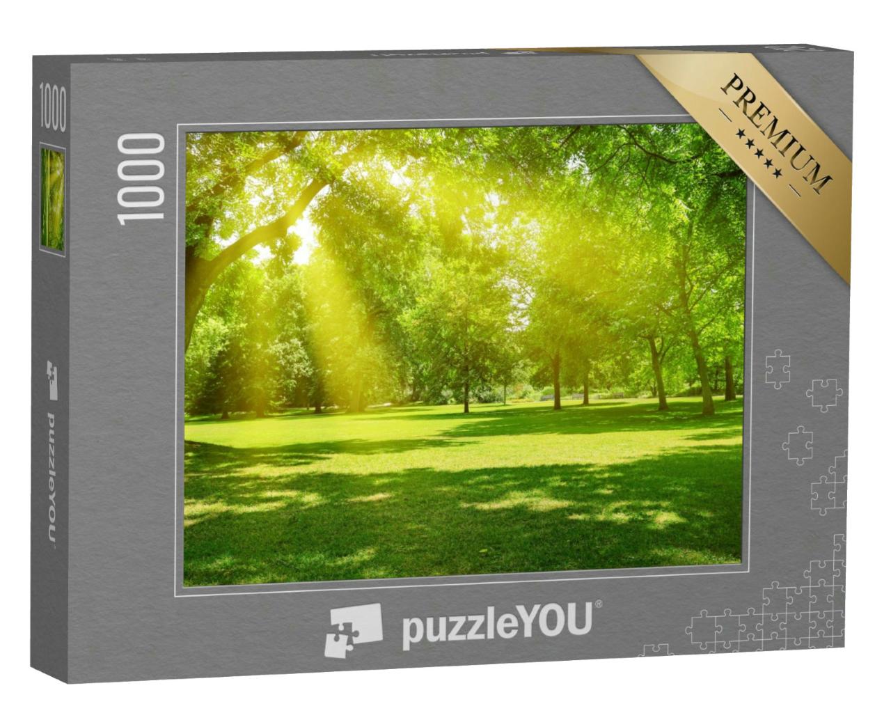 Puzzle 1000 Teile „Sonnenstrahlen im grünen Park“