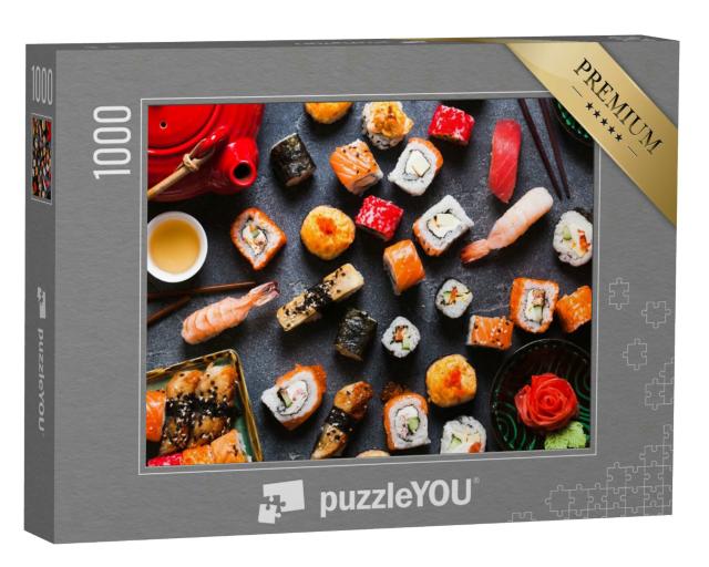 Puzzle 1000 Teile „Nigiri und Sushi-Rollen mit Wasabi und Ingwer“