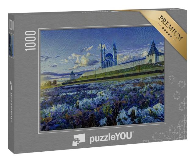 Puzzle 1000 Teile „im Kunst-Stil von van Gogh, Sternennacht - Blumen im Kasaner Kreml - Puzzle-Kollektion Künstler & Gemälde“