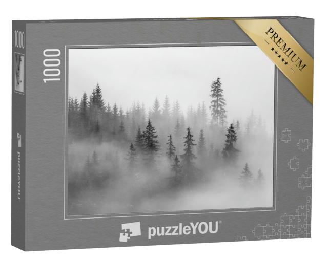 Puzzle 1000 Teile „Geheimnisvoller Nebel im Wald“