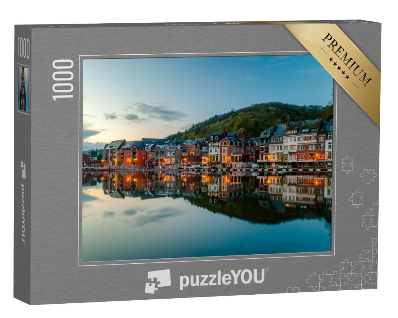 Puzzle 1000 Teile „Ansicht von Dinant am Abend, Belgien“