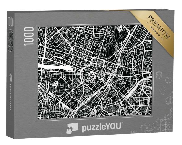 Puzzle 1000 Teile „Vektor-Stadtplan von München, Deutschland“
