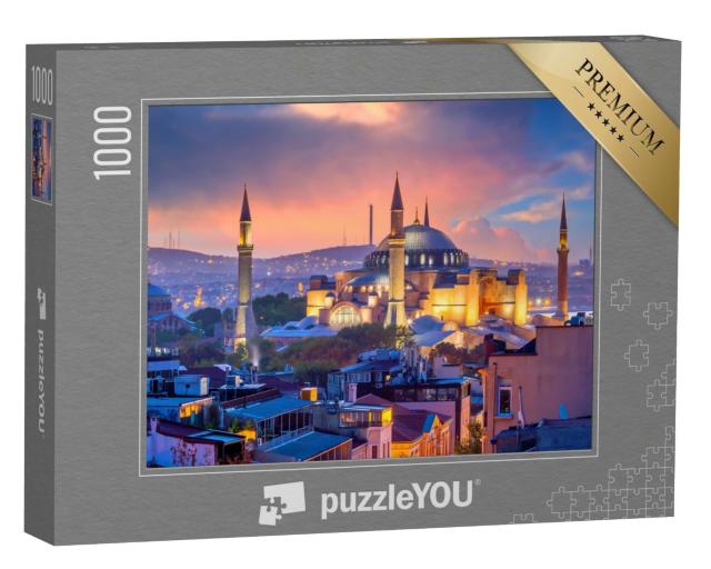 Puzzle 1000 Teile „Verzauberter Sonnenuntergang: Schöner Blick auf die Hagia Sophia in Istanbul, Türkei“
