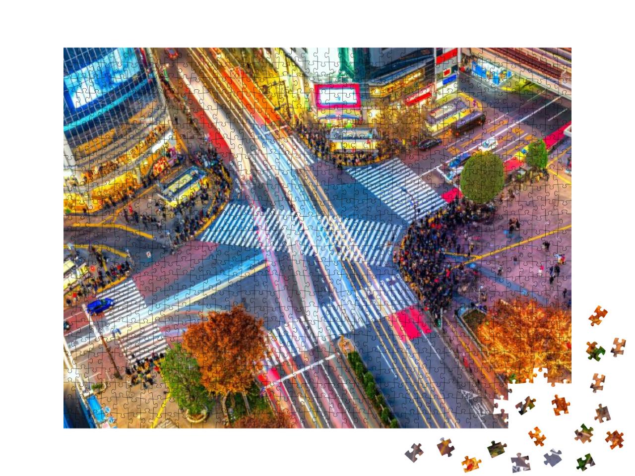 Puzzle 1000 Teile „Luftaufnahme der einzigartigen Shibuya-Kreuzung, Tokio, Japan“