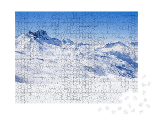 Puzzle 1000 Teile „Schneebedeckter Acher Burgberg im Winter“