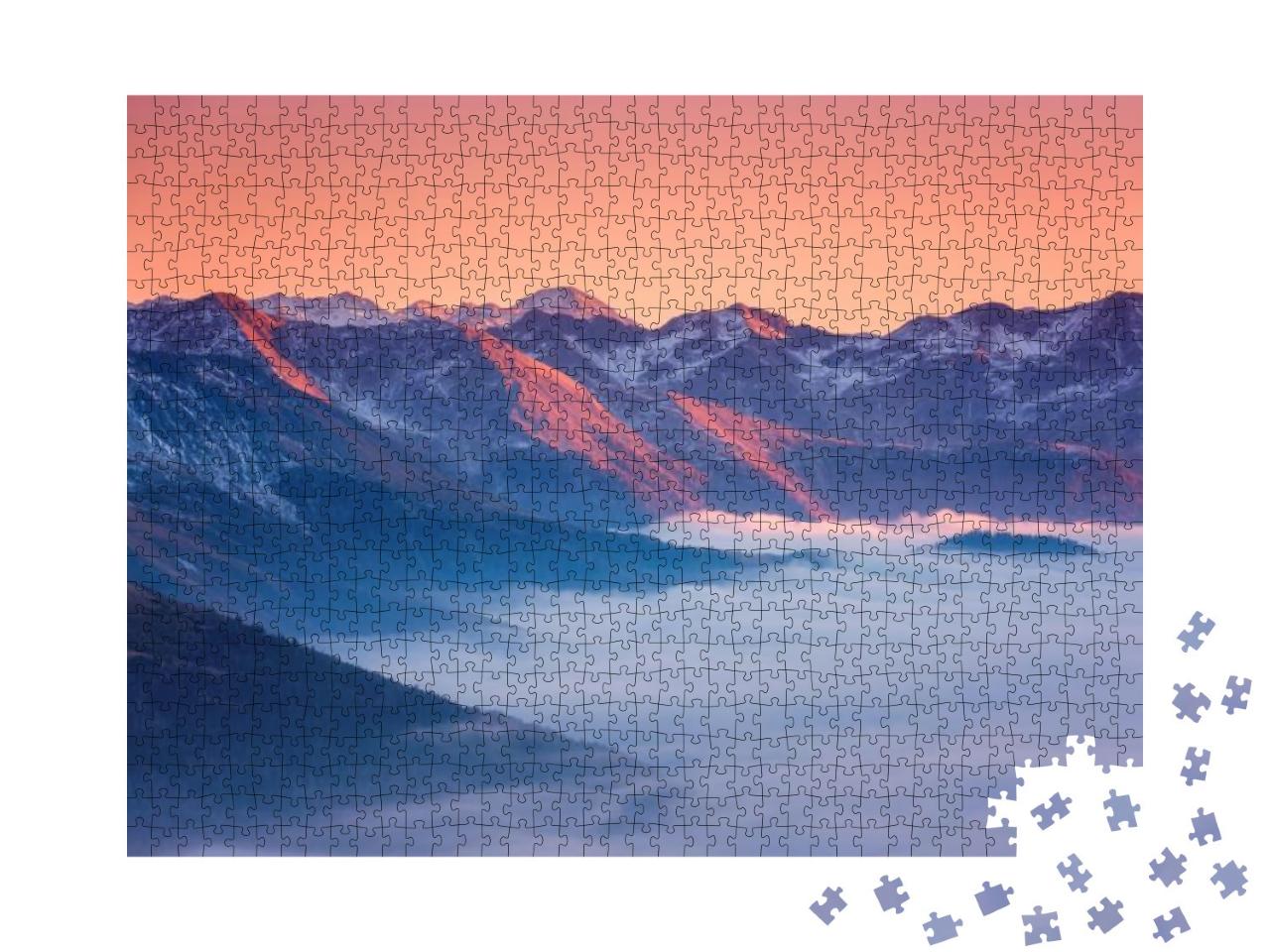 Puzzle 1000 Teile „Sonnenuntergang in den Alpen“