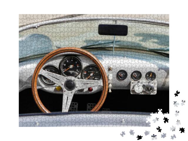 Puzzle 1000 Teile „Detailaufnahme des Armaturenbretts eines Vintage-Sportwagens“