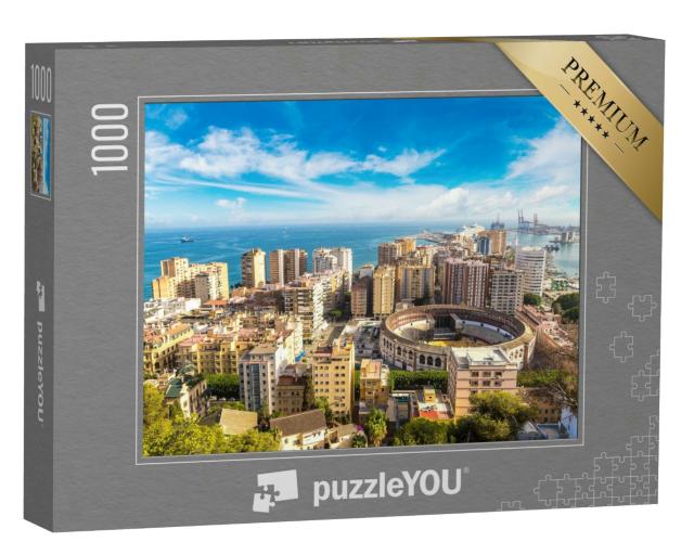 Puzzle 1000 Teile „Panoramaluftbild von Malaga, Spanien“
