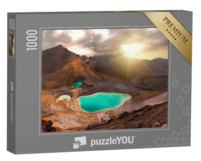 Puzzle 1000 Teile „Sonnenaufgang über den Emerald Lakes, Tongariro National Park, Neuseeland“