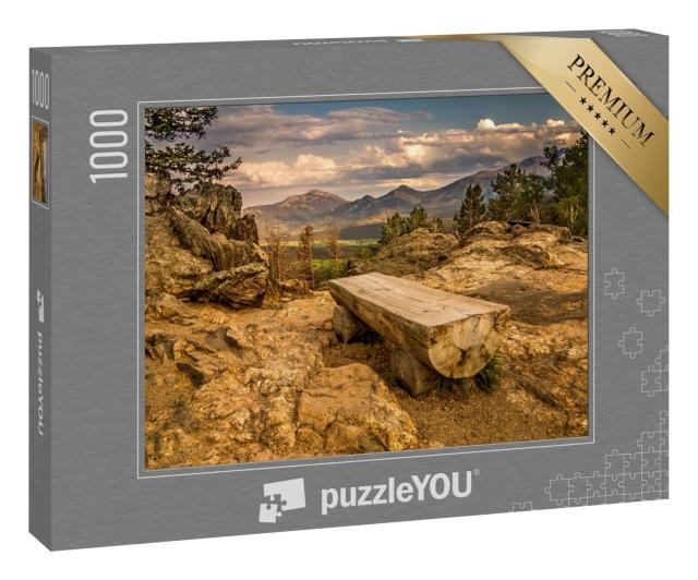 Puzzle 1000 Teile „Parkbank im Rocky Mountain National Park, Colorado“