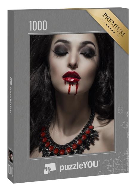 Puzzle 1000 Teile „Porträt einer wunderschönen Gothic-Vampirin“