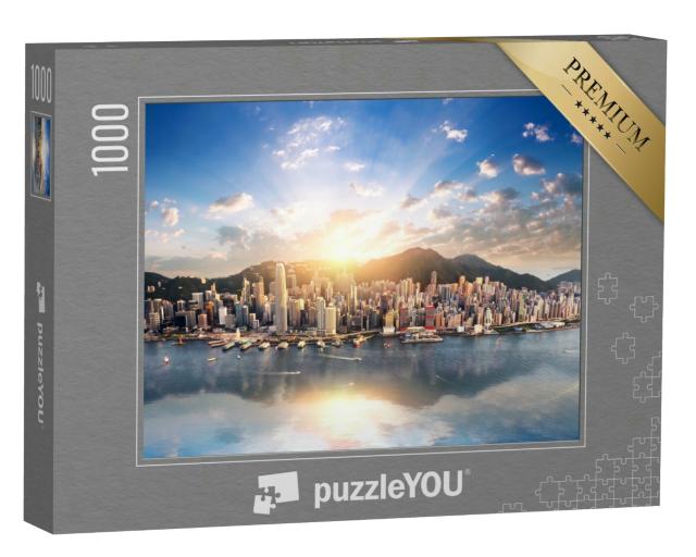 Puzzle 1000 Teile „Sonnenuntergang über Hongkong“