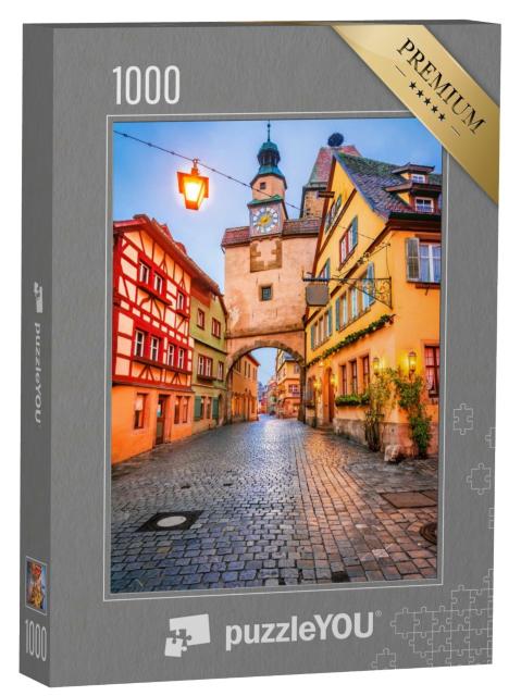 Puzzle 1000 Teile „Rothenburg ob der Tauber am Abend, Deutschland“