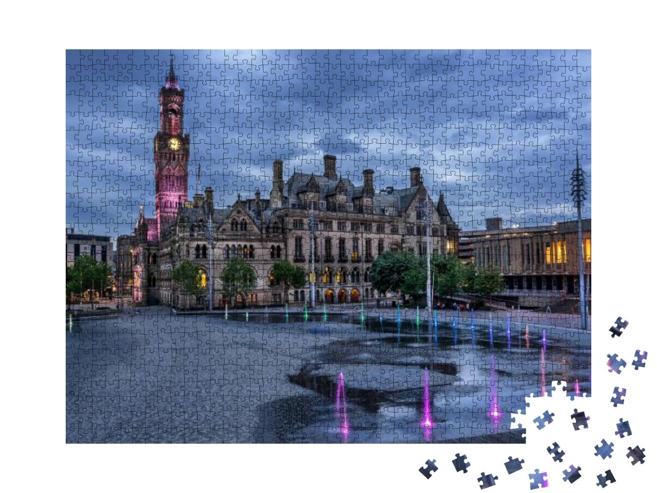 Puzzle 1000 Teile „Bradford City Hall in West Yorkshire, England“