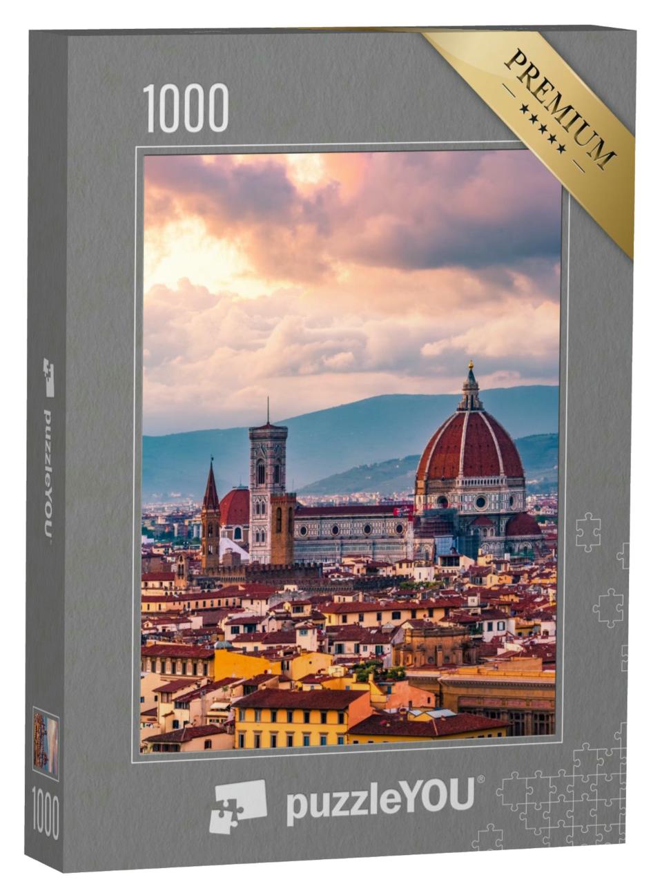 Puzzle 1000 Teile „Sonnenuntergang über Florenz in Italien“