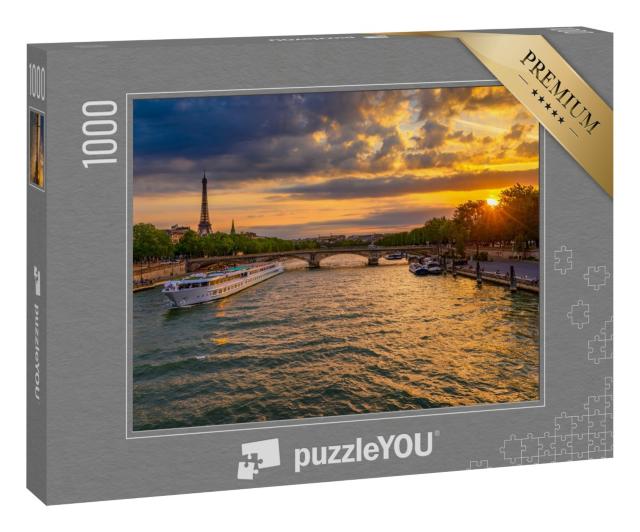 Puzzle 1000 Teile „Sonnenuntergang über der Seine in Paris“