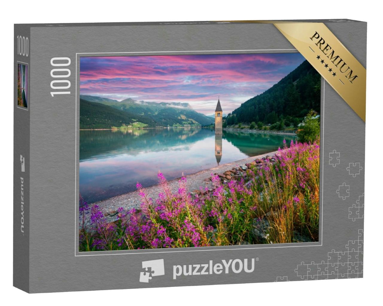 Puzzle 1000 Teile „Schöne Aussicht auf den Reschensee“