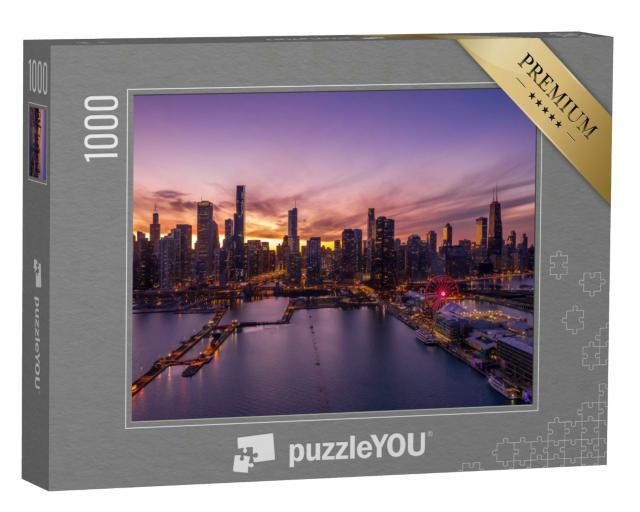 Puzzle 1000 Teile „Chicago Stadtzentrum mit Skyline, Luftaufnahme“