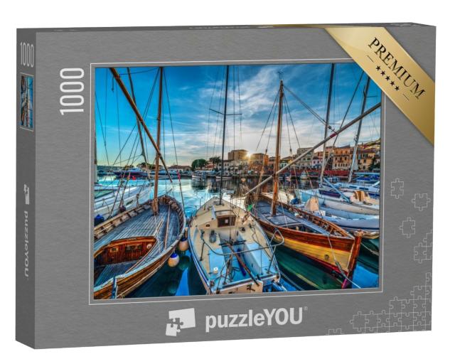 Puzzle 1000 Teile „Holzboote im Hafen von La Maddalena, Sardinien, Italien“