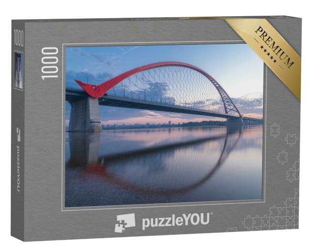 Puzzle 1000 Teile „Bugrinsky Brücke über den Fluss Ob, Nowosibirsk, Russland“