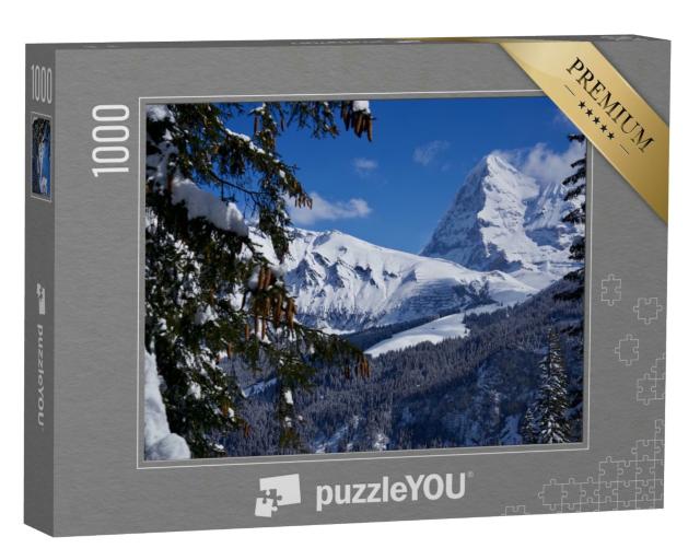 Puzzle 1000 Teile „Panorama der Berner Alpen mit Berggipfel Eiger, Schweiz“