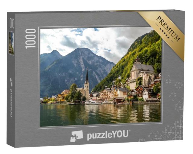 Puzzle 1000 Teile „Panorama von Hallstadt, Österreich“