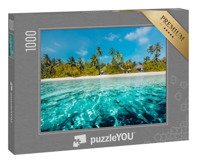 Puzzle 1000 Teile „Das blaue Meer mit einem Palmenstrand“
