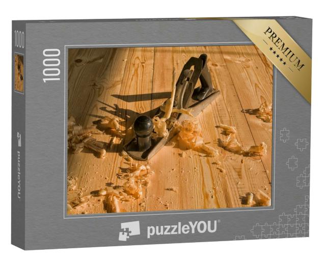 Puzzle 1000 Teile „Holzhandhobel mit Holzspänen“
