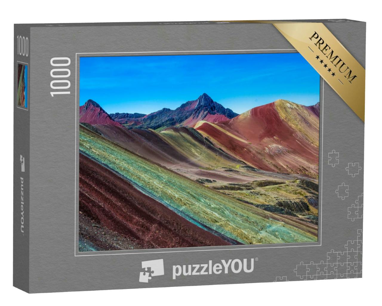 Puzzle 1000 Teile „Der Regenbogenberg: 5200 Meter hoch in den Anden, Cusco, Peru“
