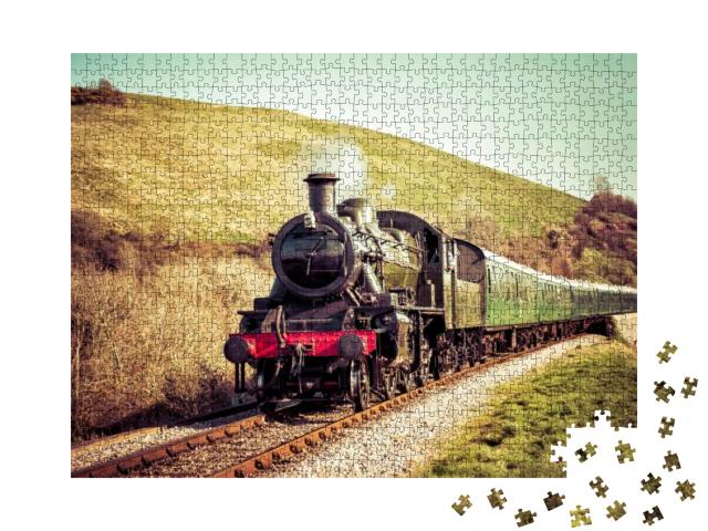 Puzzle 1000 Teile „Dampfzuglokomotive auf gemütlicher Fahrt“
