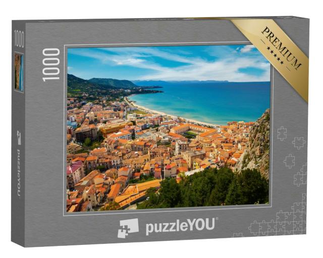Puzzle 1000 Teile „Cefalu von oben, Sizilien, Italien“
