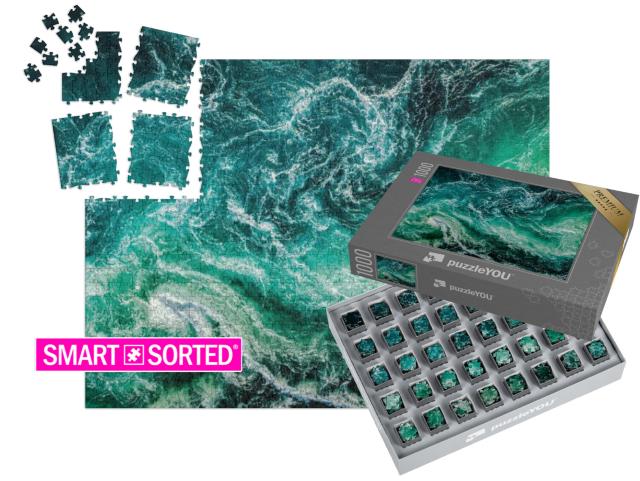 SMART SORTED® | Puzzle 1000 Teile „Strudel des Mahlstroms von Saltstraumen, Nordland, Norwegen“