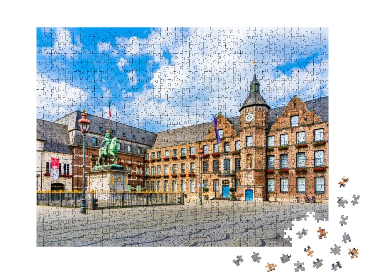 Puzzle 1000 Teile „Rathaus und Reiterstandbild von Jan Wellem, Düsseldorf“