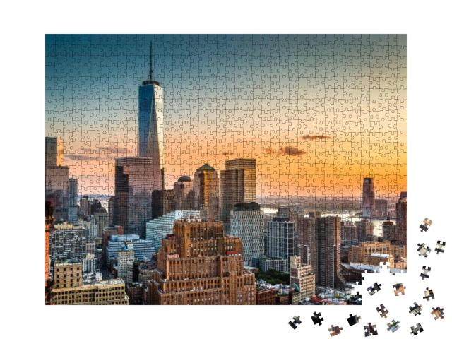 Puzzle 1000 Teile „Skyline von Lower Manhattan bei Sonnenuntergang“